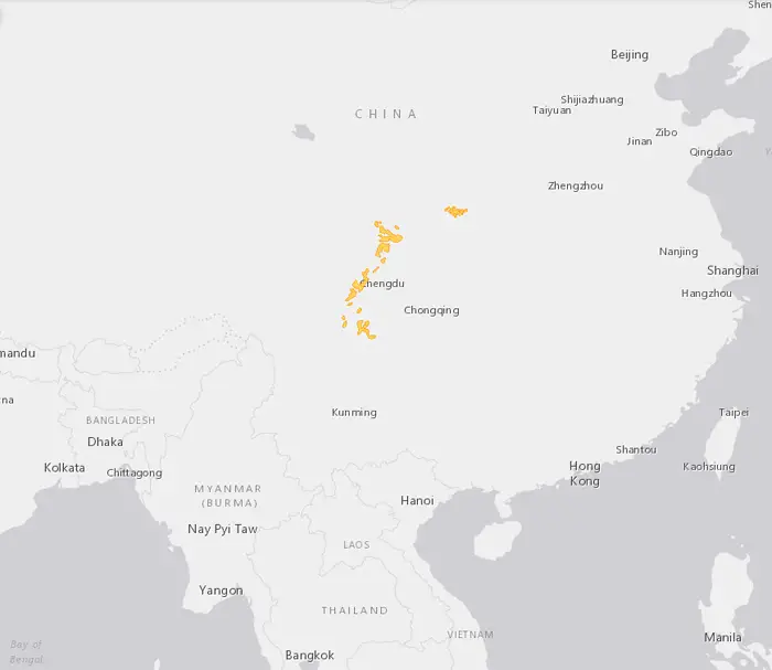wild giant panda range map china 2015