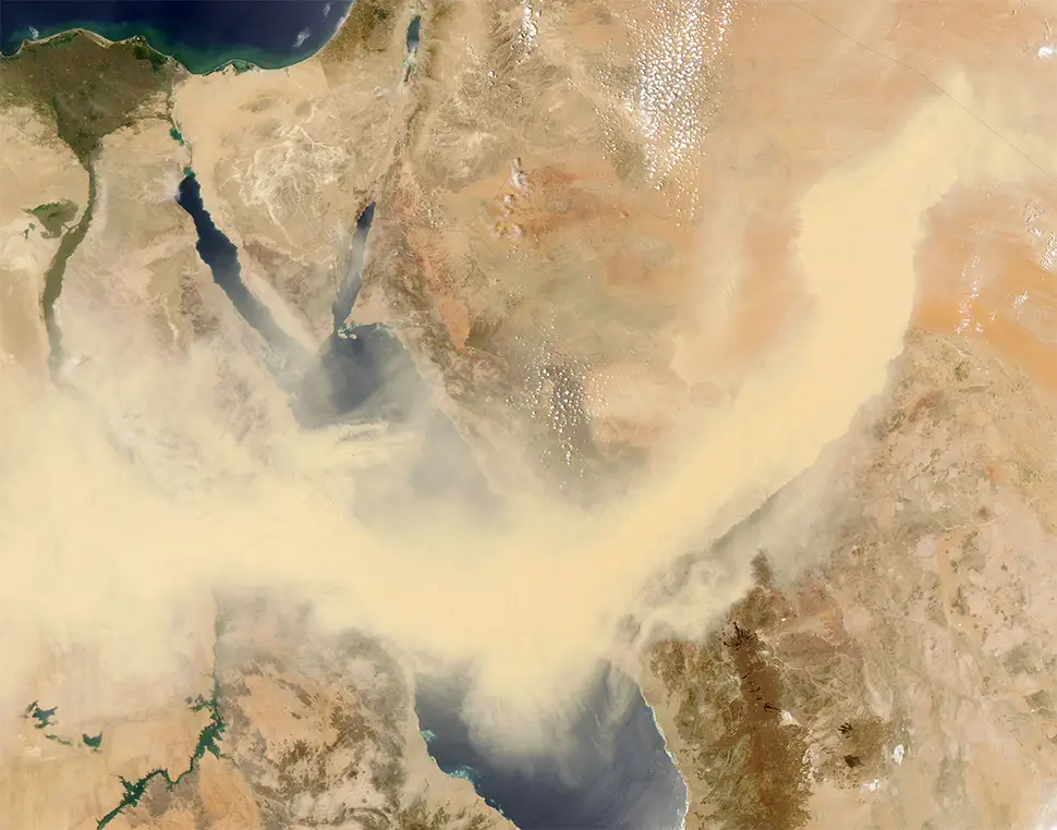 sandstorm middle east africa nasa satellite