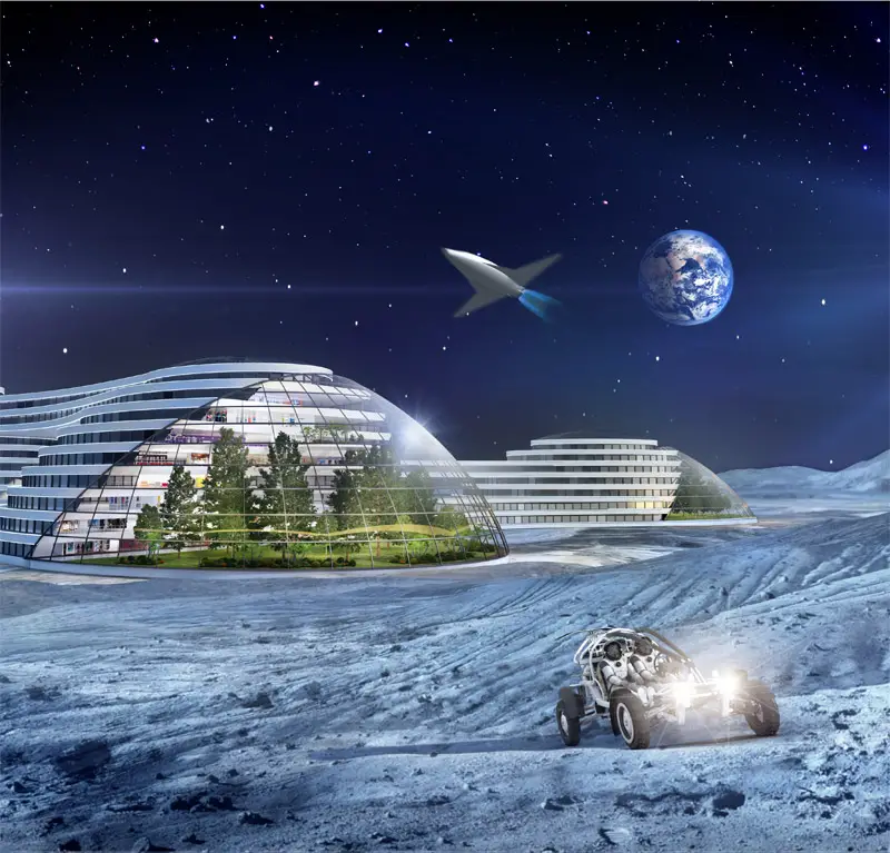 future civilian moon colony 2100