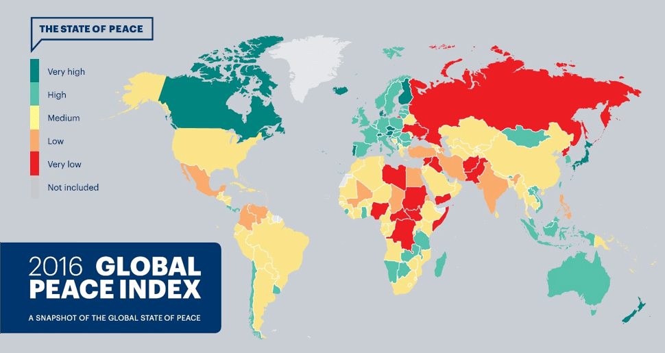 world peace map 2016