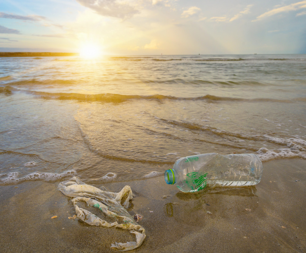 plastic waste on beach